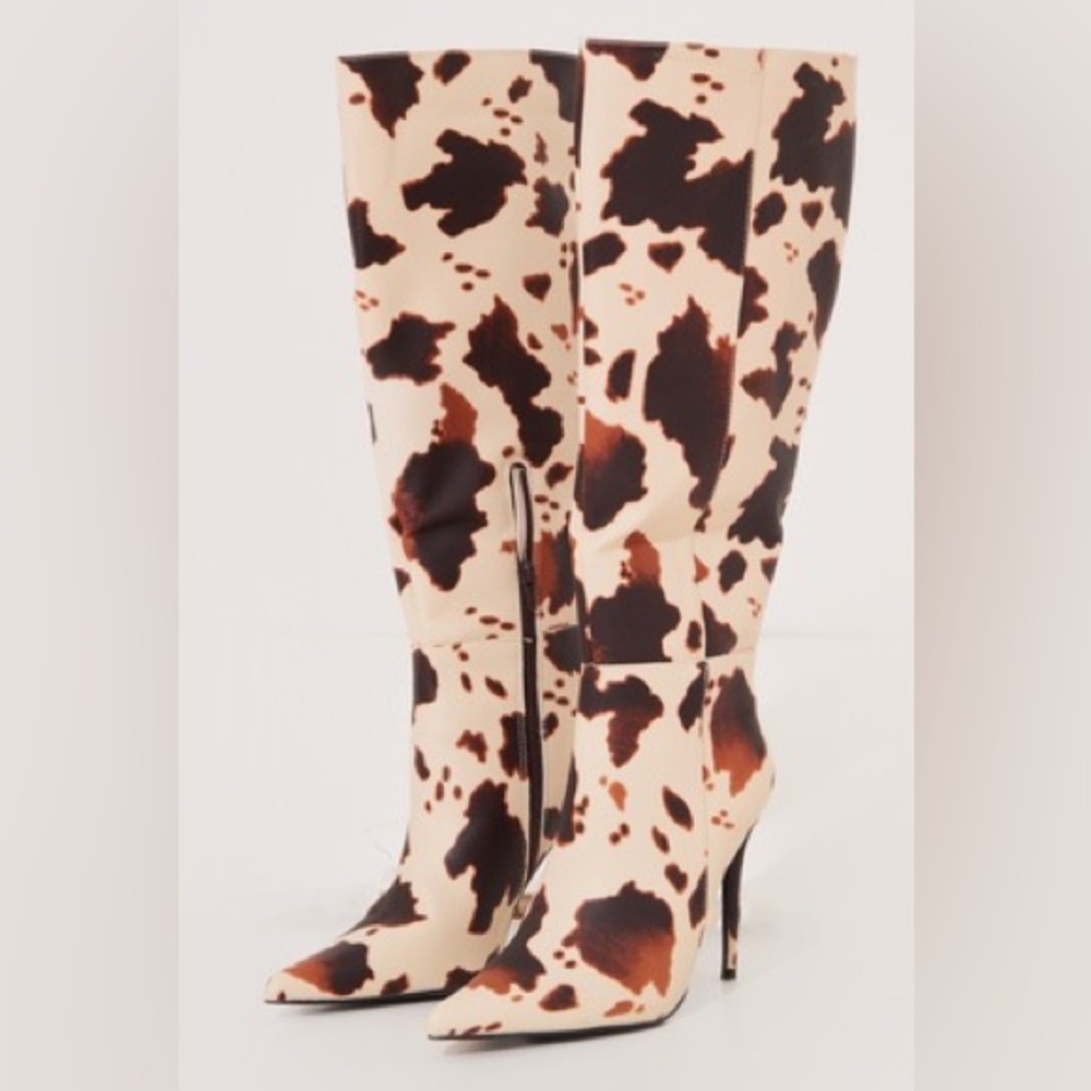 PLT Brown Cow Print Boots
